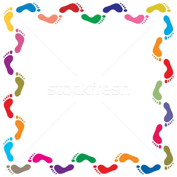 Vektor farbenreich Fußabdrücke Grenze Design Zeichen Stock foto © freesoulproduction