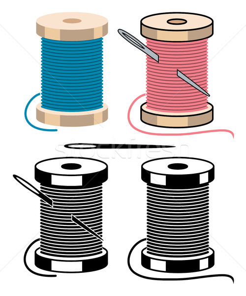 vector spool icons with sewing needle and thread Stock photo © freesoulproduction