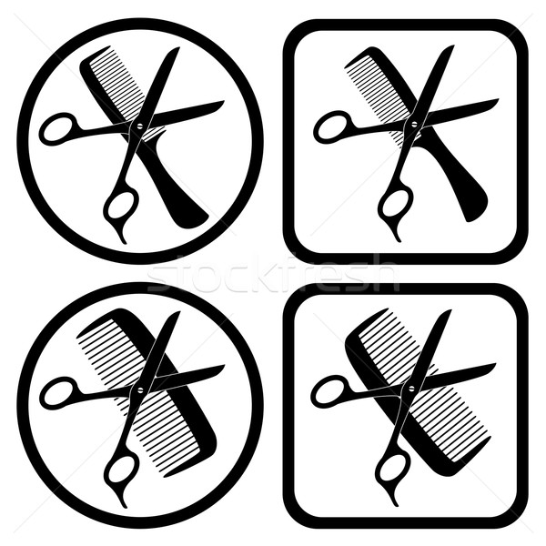 Vektor Friseur Symbole Schere Kamm Business Stock foto © freesoulproduction
