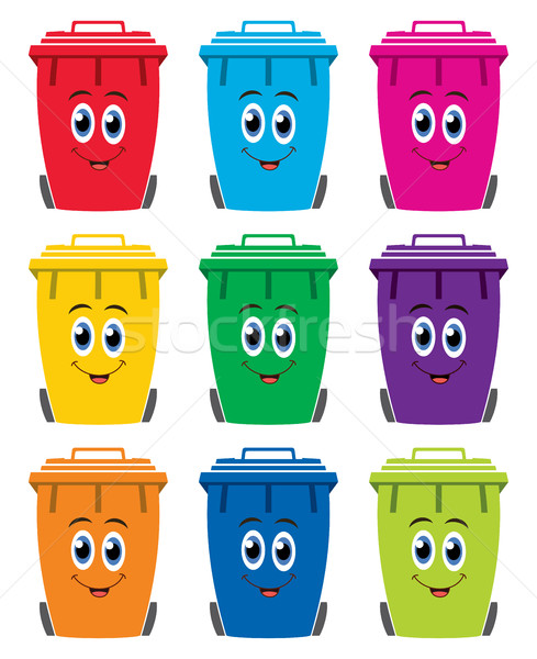 vector set of colorful flat recycling wheelie bin icons Stock photo © freesoulproduction