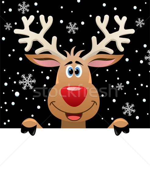 vector rudolph deer holding blank paper for your text Stock photo © freesoulproduction