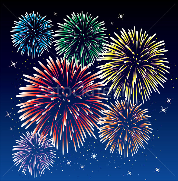 Stock fotó: Vektor · tűzijáték · boldog · absztrakt · zöld · kék