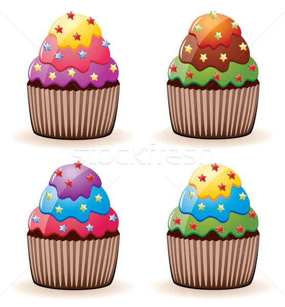 vector colorful cupcakes  Stock photo © freesoulproduction