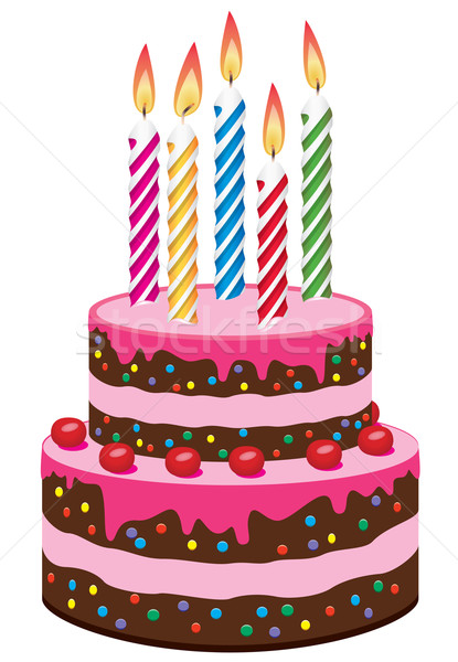 Vector verjaardagstaart brandend kaarsen voedsel partij Stockfoto © freesoulproduction