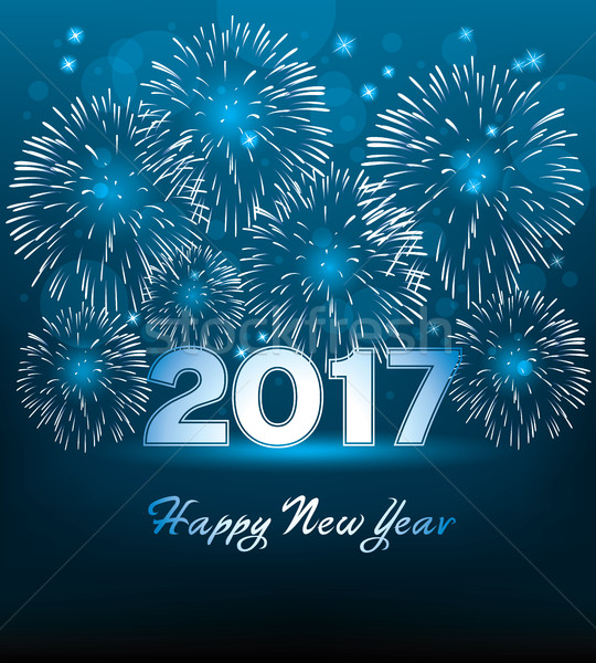 vector happy new year 2017 card with fireworks Stock photo © freesoulproduction