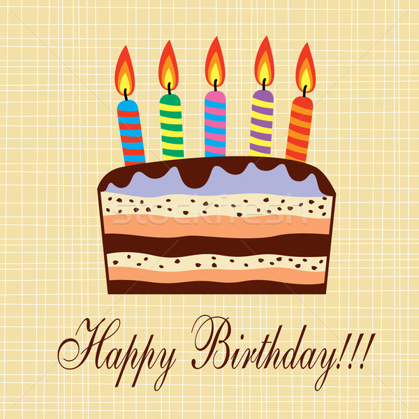 ベクトル 誕生日ケーキ キャンドル パーティ 幸せ ケーキ ストックフォト © freesoulproduction
