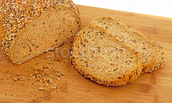 Teljeskiőrlésű kenyér kenyérszelet pipacs napraforgó szezámmag Stock fotó © Freila