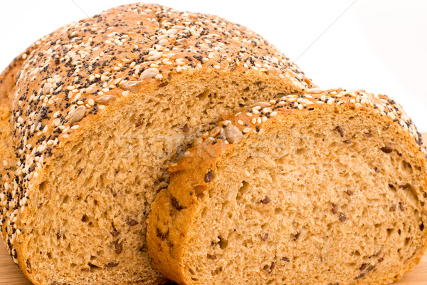 Teljeskiőrlésű kenyér kenyérszelet pipacs napraforgó szezámmag Stock fotó © Freila