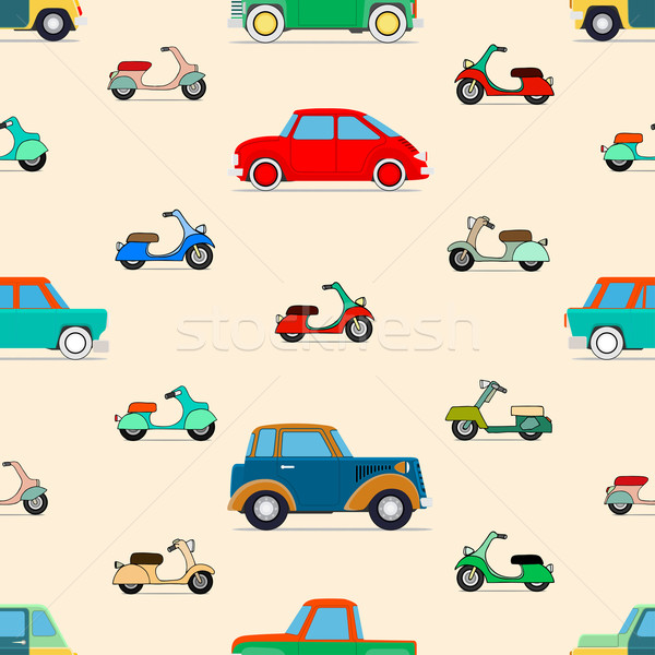 Foto stock: Sin · costura · vector · coches · papel · ninos