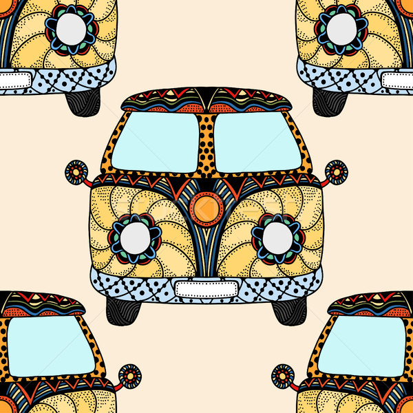 Stock photo: Seamless Pattern of Vintage car