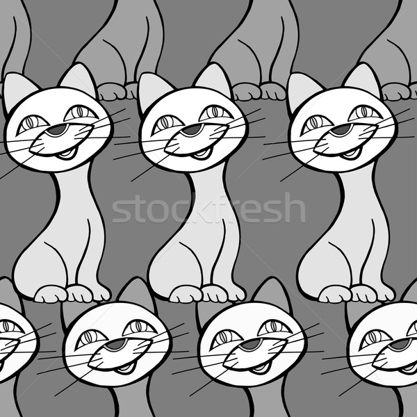 Pisici Alb Textură Faţă Creion Ilustratie Vectoriala