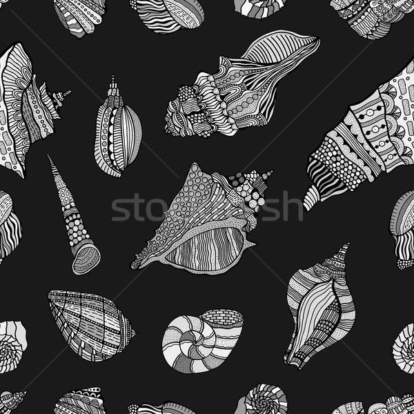 Kagyló végtelen minta stilizált tenger kézzel rajzolt vízi Stock fotó © frescomovie