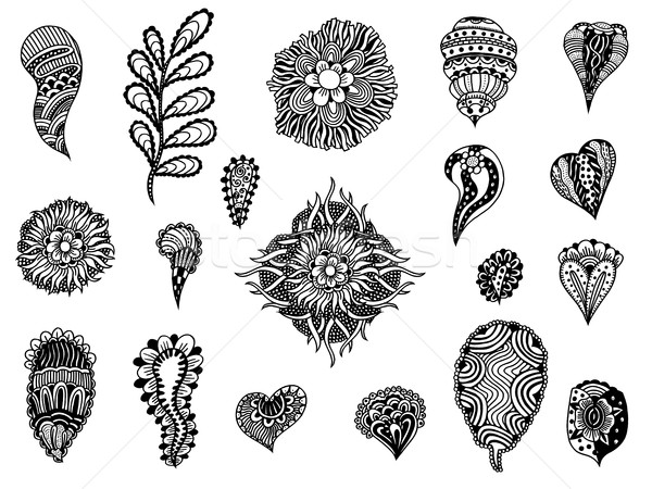 Doodle flowers and leafs Stock photo © frescomovie