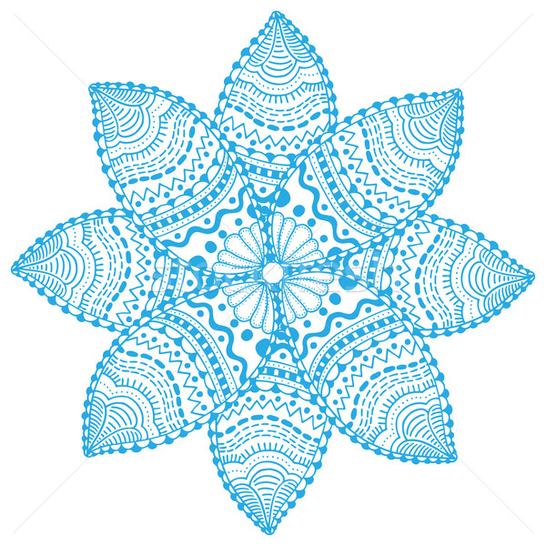 Foto stock: Renda · flor · azul · mandala · ornamento