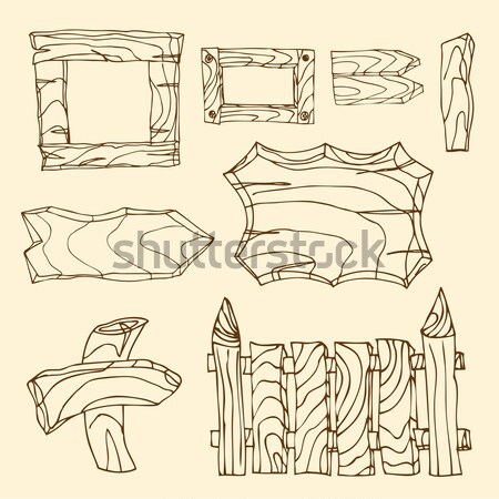 Stock photo: Set of wooden signposts