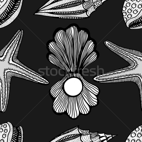 Seashells and starfish seamless pattern Stock photo © frescomovie