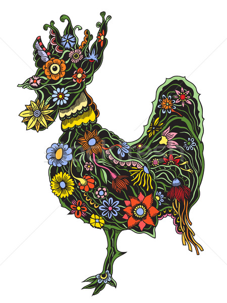 floral ornate rooster Stock photo © frescomovie