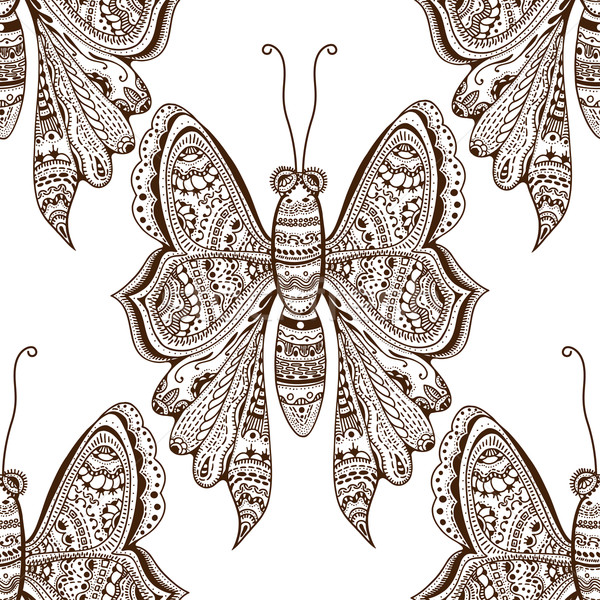 Gestileerde bruin vlinder textiel fashion design Stockfoto © frescomovie
