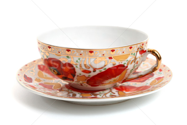 Teetasse schönen antiken isoliert weiß Frühstück Stock foto © frescomovie