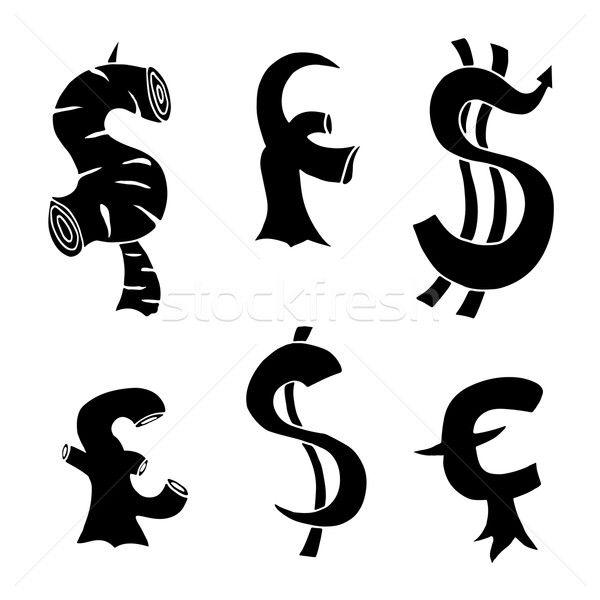 Dólar euros establecer boceto signo flechas Foto stock © frescomovie