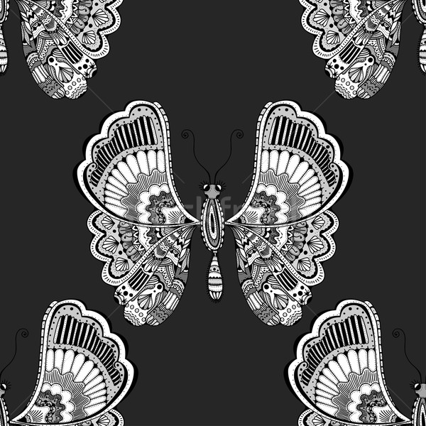 Stockfoto: Gestileerde · bruin · vlinder · textiel · fashion · design