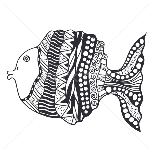 Stock photo: doodle fish illustration.