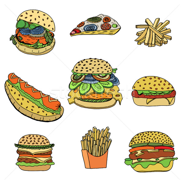 Fast-Food Illustrationen Set heißen Stock foto © frescomovie