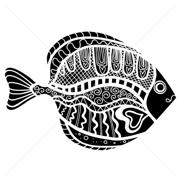 монохромный стилизованный рыбы рисованной болван изолированный Сток-фото © frescomovie