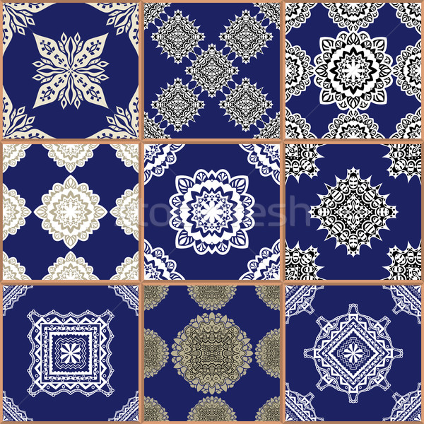Imagine de stoc: Gresie · podea · ornament · colectie · albastru