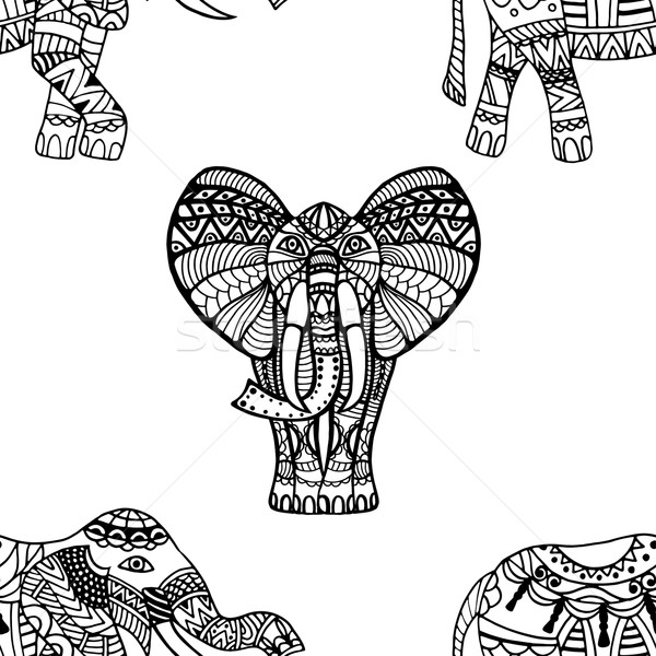 Słonie bezszwowy streszczenie wektora wzór indian Zdjęcia stock © frescomovie