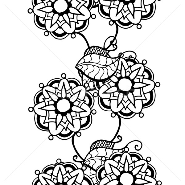 Monocromo floral patrón vector sin costura dibujado a mano Foto stock © frescomovie