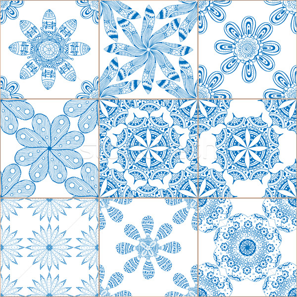 Stock photo: geometric tiles seamless patterns set