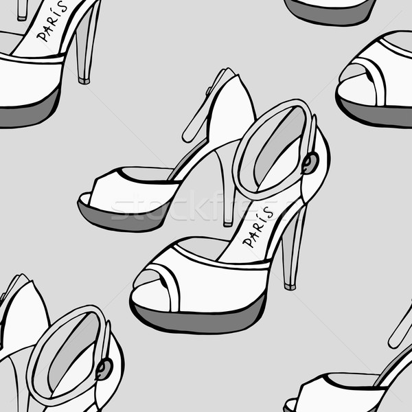 Foto d'archivio: Scarpe · senza · soluzione · di · continuità · sketch · donne · sfondo · bellezza