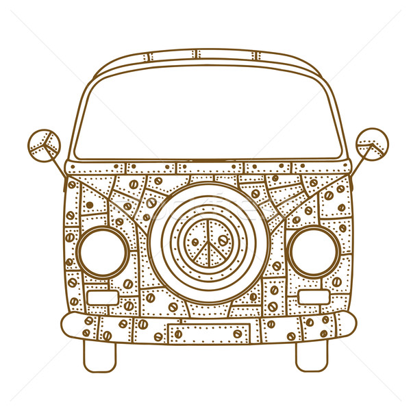 Furgon stílus régi autó mini kézzel rajzolt kép Stock fotó © frescomovie