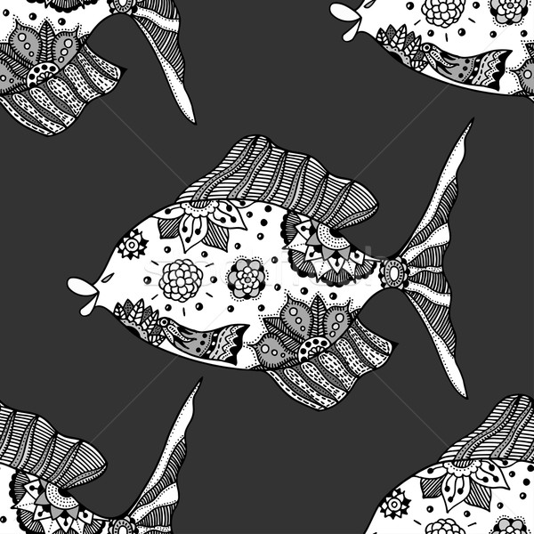 Pattern pesce vettore floreale Foto d'archivio © frescomovie