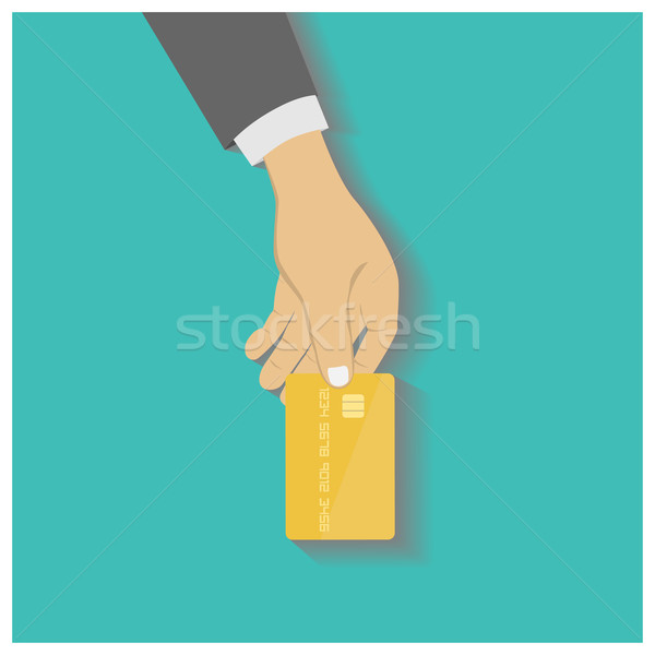 Ontwerp stijl illustratie hand houden creditcard Stockfoto © frescomovie