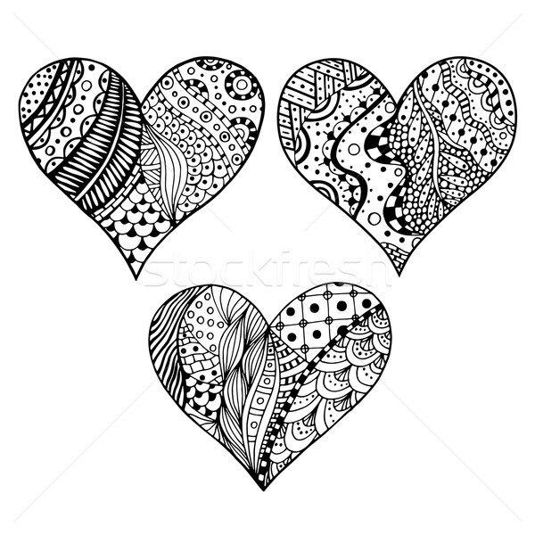 Stock photo: Set of hand drawn hearts