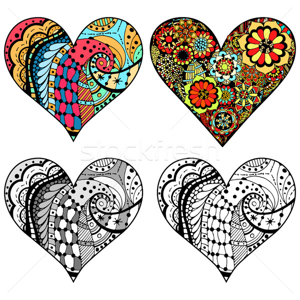 Set Hand drawn hearts Stock photo © frescomovie