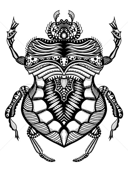 рисованной жук черно белые стилизованный болван этнических Сток-фото © frescomovie