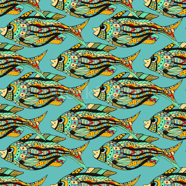 рыбы бесшовный изображение дизайна ретро плавать Сток-фото © frescomovie