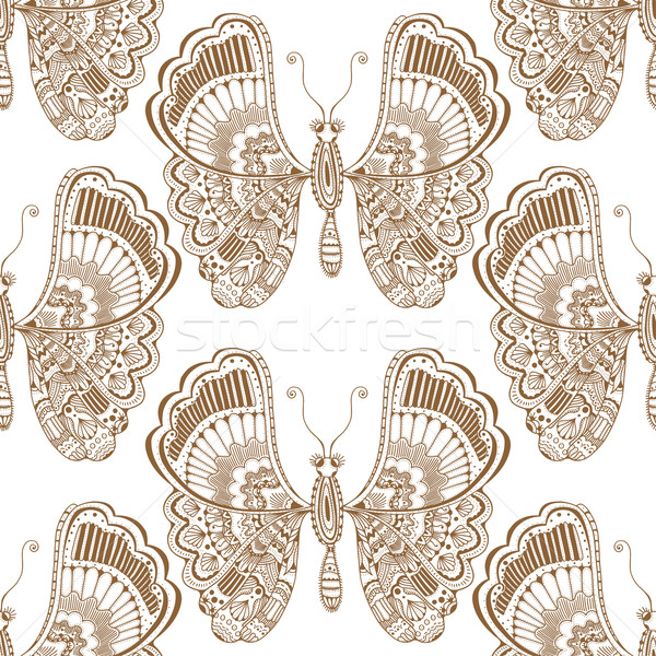 Foto stock: Estilizado · marrom · borboleta · têxtil · design · de · moda