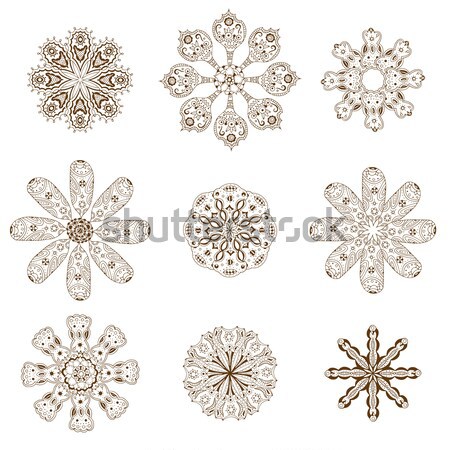 Set Mandala Ornament geometrischen Kreis Element Stock foto © frescomovie