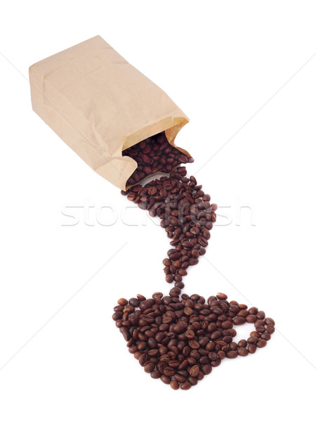Copo xícara de café café grãos de café isolado branco Foto stock © frescomovie