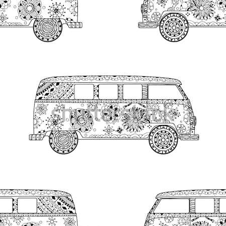 Hippi régi autó mini furgon stílus felnőtt Stock fotó © frescomovie