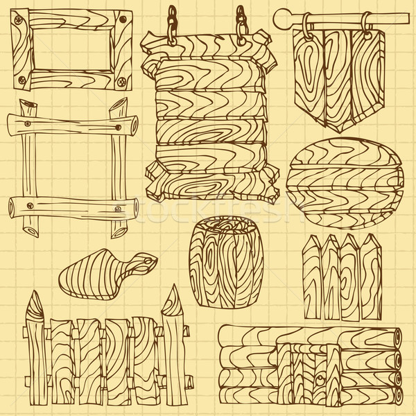 Сток-фото: набор · древесины · фон · искусства · знак