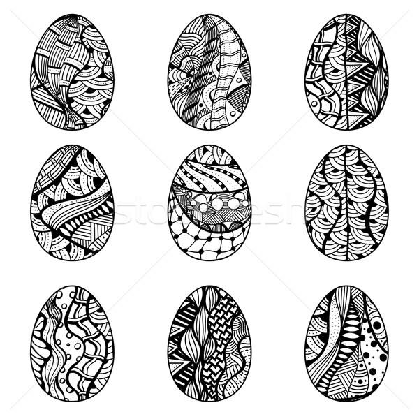 Stock photo: Hand drawn easter eggs