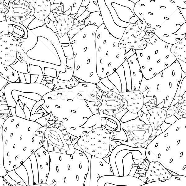 Seamless pattern Set of monochrome strawberries Stock photo © frescomovie
