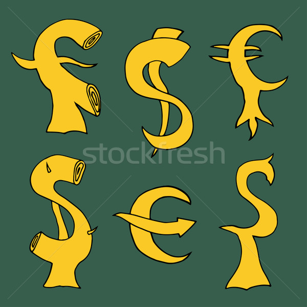 Dolar euro zestaw szkic podpisania Zdjęcia stock © frescomovie
