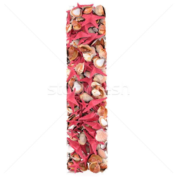 I letter from seashells and starfish. Isolated on white background. 3d render Stock photo © frescomovie