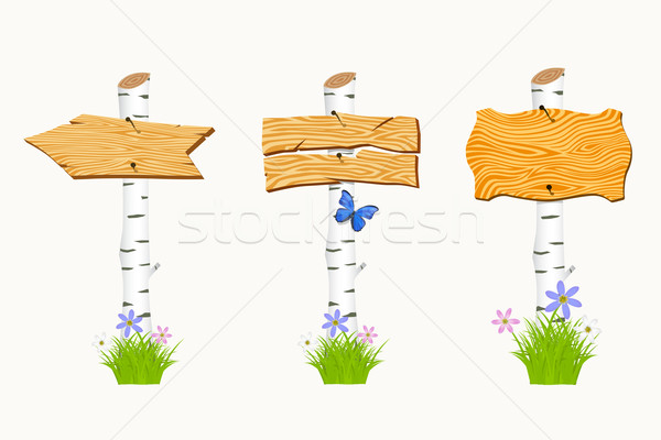 Set of Wooden signboard  Stock photo © frescomovie